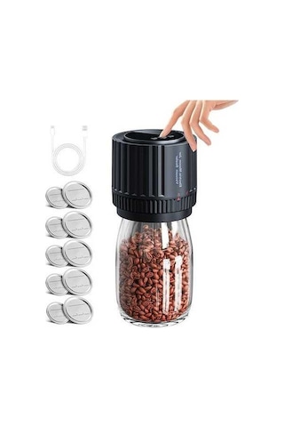 Novahub Abs Ve Silikon Vakumlu Kavanoz Mühürleyici, 60kpa Emiş Gücü, 3.5l/s Hava Akışı, 150sn Çalışma Süresi Siyah Siyah