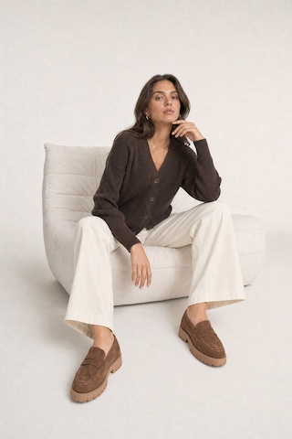 Luvi Shoes Vıonel Toprak Süet Hakiki Deri Kadın Loafer Ayakkabı