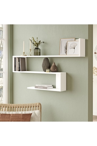 Wall R10 Modern Duvar Rafı Kitaplık Wal10-w Beyaz