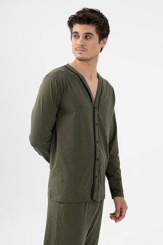 Erkek Pamuklu, Likralı, Düğmeli Ve Cep Detaylı Pijama Takımı Ko6301pj Haki - Siyah