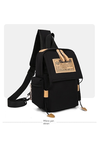 Büyük Kapasiteli Unisex Çapraz Çanta - Siyah