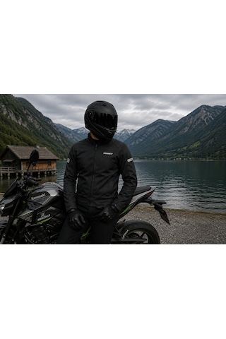 Prosev Dacron Motosiklet Montu Yazlık Fileli Dayanıklı File Motorcu Mont Black Siyah