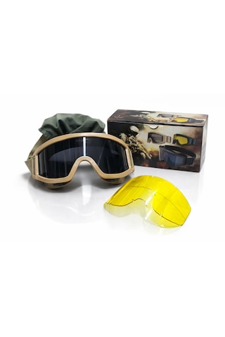 Anadolu Tactical Taktik Koruyucu Gözlük Askeri Airsoft Değiştirilebilir Lensli Koruma Gözlüğü