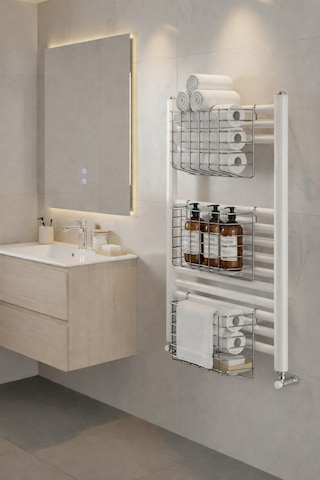 Petek Üstü Çok Amaçlı Banyo Rafı Metal Havluluk & Düzenleyici Sepet 1 Adet Krom Krom