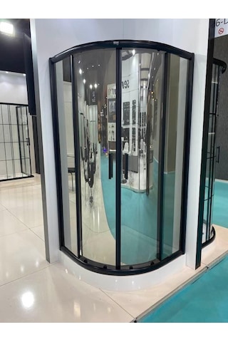 Desaş Aynalı Siyah Duşakabin Yüksek Kalite Lux Oval 90x90 Füme