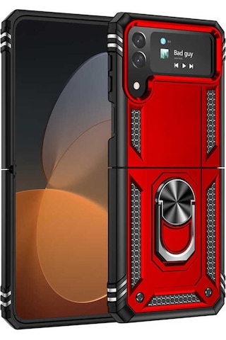 Galaxy Z Flip 4 Uyumlu Zore Vega Seri Tank Zırh Koruma Kılıf-mavi