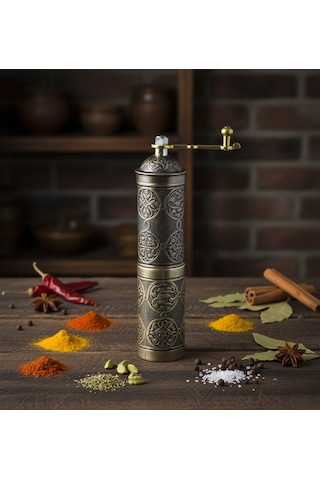 Ludıa Zamak Metal Kalay Renk 3 Lü Set Karabiber,kahve,çörek Otu El Değirmeni Öğütücü Grinder S2 Koyu Gri