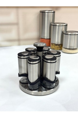 Arow Basil 7 Li 115 Ml Döner Standlı Baharat Seti Inox