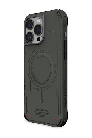 Apple iPhone 16 Pro Uyumlu Kılıf Magsafe Şarj Özellikli Metal Kamera Çerçeveli Skinarma Mecha Serisi Olive