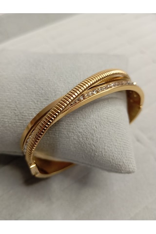 Çapraz Kuşaklı Gold Renk Kelepçe Bileklik Gold