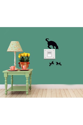 3 Adet Kedi ve Kuşlar Priz Sticker