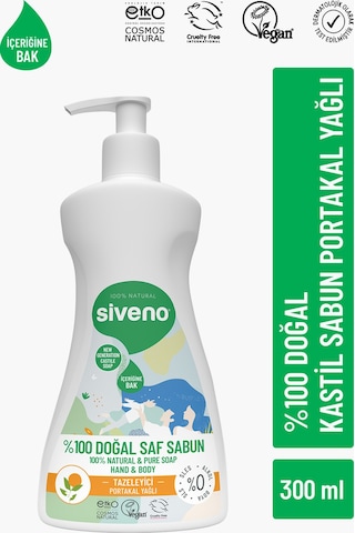 Siveno %100 Doğal Sıvı Kastil Sabun Portakal Yağlı Tazeleyici Nemlendirici Bitkisel Vegan 300 ML