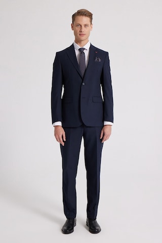 D's Damat Slim Fit Lacivert Düz Likralı Esnek Mono Yaka Çift Yırtmaçlı Astarlı Takim Elbise Lacivert