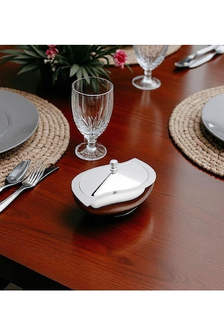 Nehir Gizem Paslanmaz Çelik Şekerlik - Kapaklı Şekerlik Gri