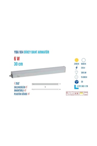 Ycl Yba-104G 6W 30Cm Günışığı Led Bant Armatür Beyaz