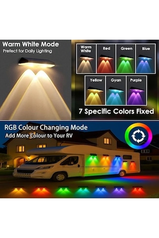 Trendooze 4 Paket Güneş Enerjili Rgb Dış Mekan Rv Çit Lambası Renkli Dekoratif Aydınlatma