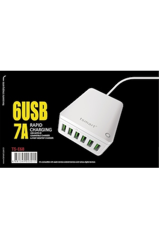 Tsmart 6 Usb Çıkışlı 7A Ev Şarj Cihazı