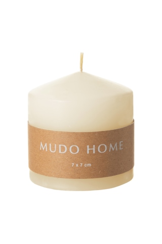 Mudo Home Sütun Mum Krem 7x7cm Ekru