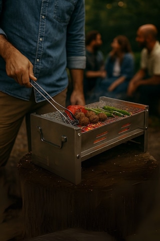 Büro Ev Ofis Piknik Keyfi İçin Katlanabilir Metal Mangal