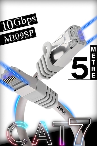 Mn6 M109sp Cat7 Kablo 5 Metre/10 Gbps'e Kadar-örgülü Ve Folyo Ekranlama/5 Metre Cat7 Ethernet Kablosu 5 Metre