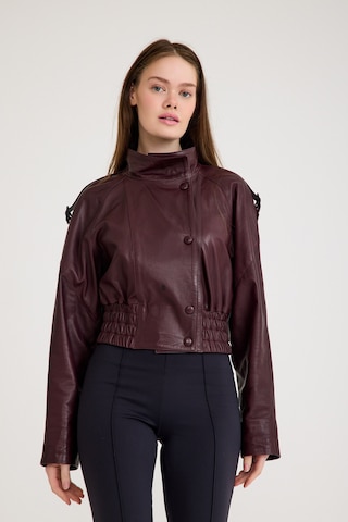 Oversize Bayan Deri Ceket Vb-15-bk-2808-24039 Bordo