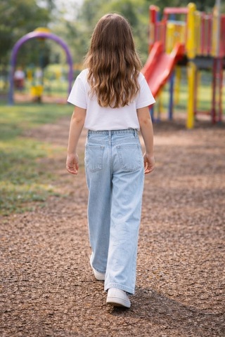 Cedy Denim Cedy Denım Yüksek Kalite Kız Çocuk Yüksek Bel %100 Cotton Palazzo Jean Pantolon Buz Mavisi