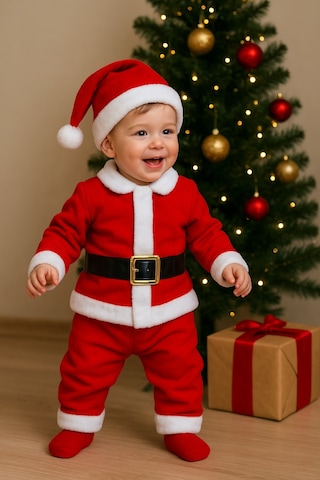 Bebek Ve Çocuklar İçin Noel Baba Kostüm Yeni Yıl Yılbaşı Kıyafeti kırmızı