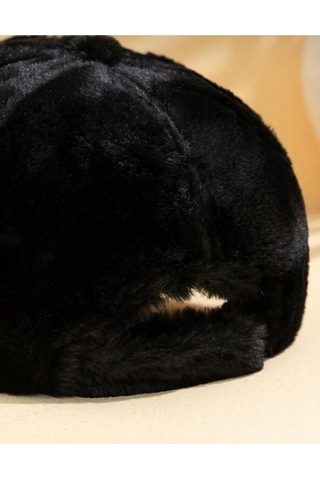 Kadın Kışlık Soft Peluş Kep Şapka Siyah
