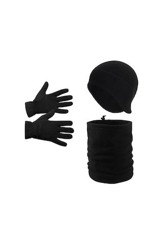 Kışlık Polar Eldiven - Kulaklıklı Bere - İpli Boyunluk 3'lü Set