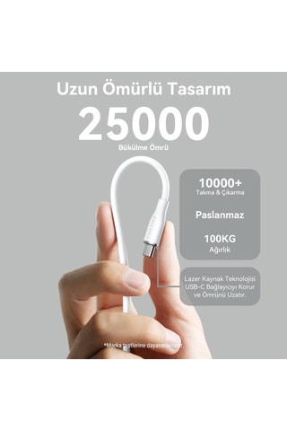 Voltme C2006 Powerlink Moss 60w Usb To Type C Şarj Kablosu 1.8m 3a- Beyaz