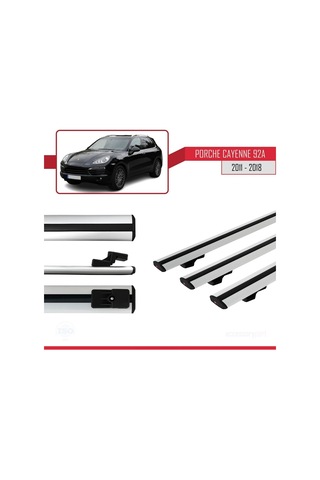 Porsche Cayenne 92a 2011-2018 Arası İle Uyumlu Basic Model Ara Atkı Tavan Barı Gri 3 Adet