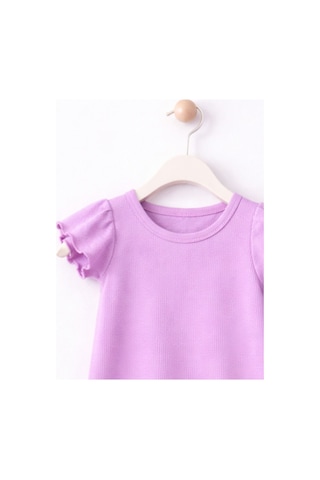 For My Baby Fitilli Kumaş 2 Li Kız Bebek Takım Şortlu Yazlık Mor2