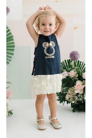 Minnie Mouse Kız Çocuk Lacivert Tül Etek Elbise Mn15634 Lacivert
