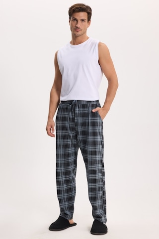 Tudors Erkek Standart Fit Normal Kesim Pamuklu Kareli Beli Bağcıklı Cepli Gri Pijama Altı-51260