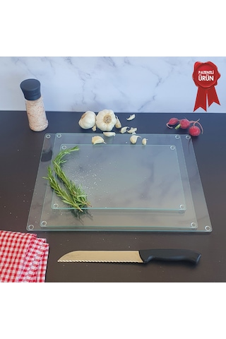 Decorita Cam Kesme Tahtası - Cam Kesme Tablası - 3'lü Takım Saydam