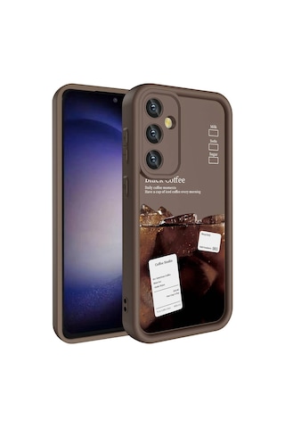 Galaxy A35 Kılıf Kamera Korumalı Baskılı Arka Yüzey Zore Klas Kapak Açık Kahve