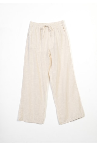 Beli Lastikli Bağcıklı Pantolon Natürel