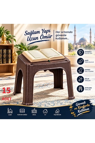 15 Adet Rahle Dayanıklı Hafif Cami Kuran Kursu Okul Ev Dış Mekan Sağlam Plastik Kuran Rahle Kahverengi Ma098 15 Adet