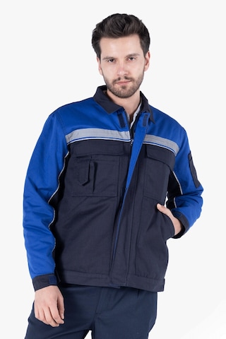 İş Montu Reflektörlü Cepli Kapitoneli Lacivert - Saks Mavi