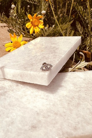 Göz Eye Tasarım Zirkon Taşlı Gümüş Renk 316l Stainless Steel Çelik Piercing Tragus Helix