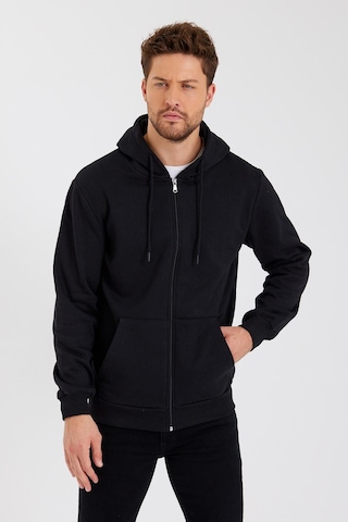Comeor Kanguru Cepli Kapüşonlu Fermuarlı İçi Pamuklu Erkek Sweatshirt Siyah 001 Siyah