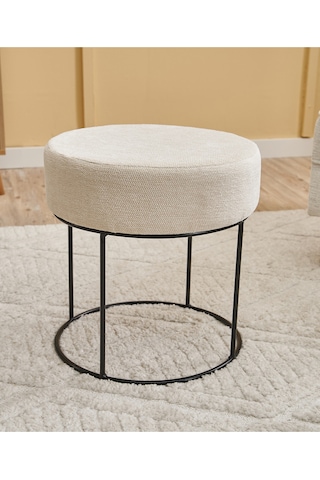 Favora Moon Steel Ayaklı Puf - Krem KREM