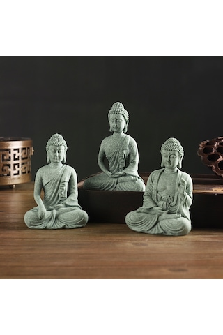 Wezone Budist Figür Mermer Sandıklı Oturmuş Buddha Dekoratif Masaüstü Akvaryum Dekoru Ev Dekorasyonu