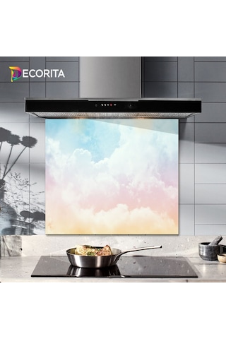 Decorıta Cam Ocak Arkası Koruyucu | Renkli Bulutlar