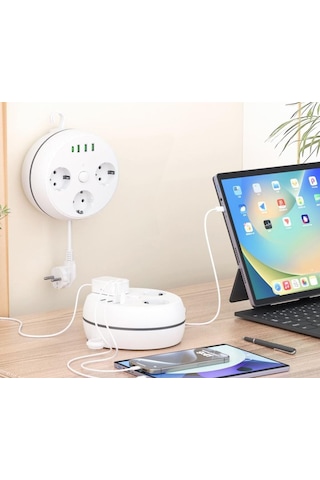 Vea Ve-26583 3'lü 1.5metre Kablolu 3usb+type-c Girişli Akım Korumalı Grup Priz 1.5 M