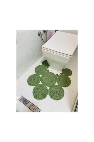Jüt, Hasır, Paspas, Banyo Paspası, Klozet Önü Paspası, Klozet Paspas, Çift Taraflı Yeşil Yeşil