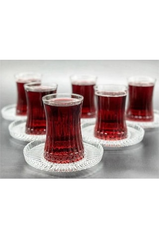 Elysia Çay Bardağı Çay Takımı Seti 12 Parça Çay-6 Kişilik Şeffaf