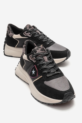 Luvishoes Bıella Siyah Süet Desenli Kadın Sneaker Siyah