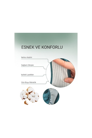 Alya Underwear Pamuklu Kadın Külot Slip Empirme Baskılı Yüksek Bel İç Çamaşırı - 5'li Paket - Lacivert Yeşil P22