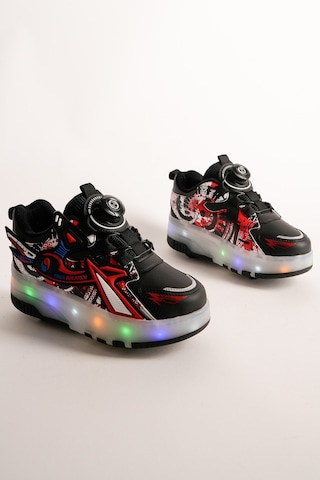 Muggo Pato Çocuk Işıklı Patenli Tekerlekli Sneaker Spor Ayakkabı Siyah
